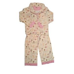 Munki Munki Flannel Pajama Set Large Womens Coffee Donuts